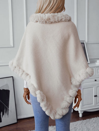 Luxe Faux Fur Winter Knit Poncho