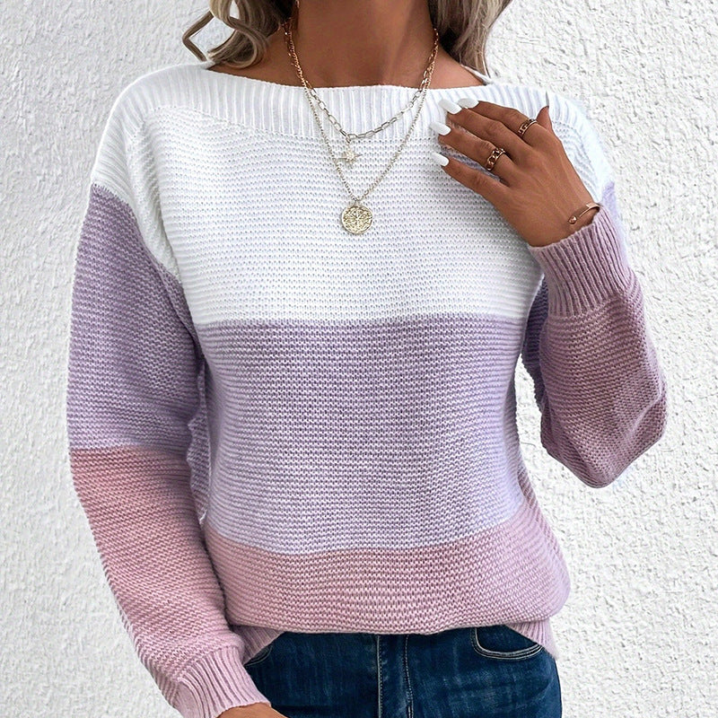 Cozy Colour-Block Knit Sweater